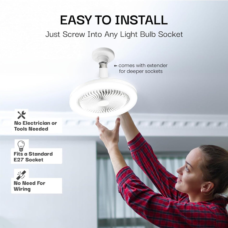 2-in-1 Socket Fan Light with Remote Control