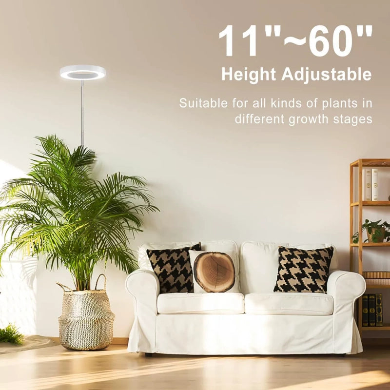 48LED Full Spectrum Grow Light for Indoor Plants – Adjustable Halo Plant Lamp, Timer & Dimmable 3 Pack