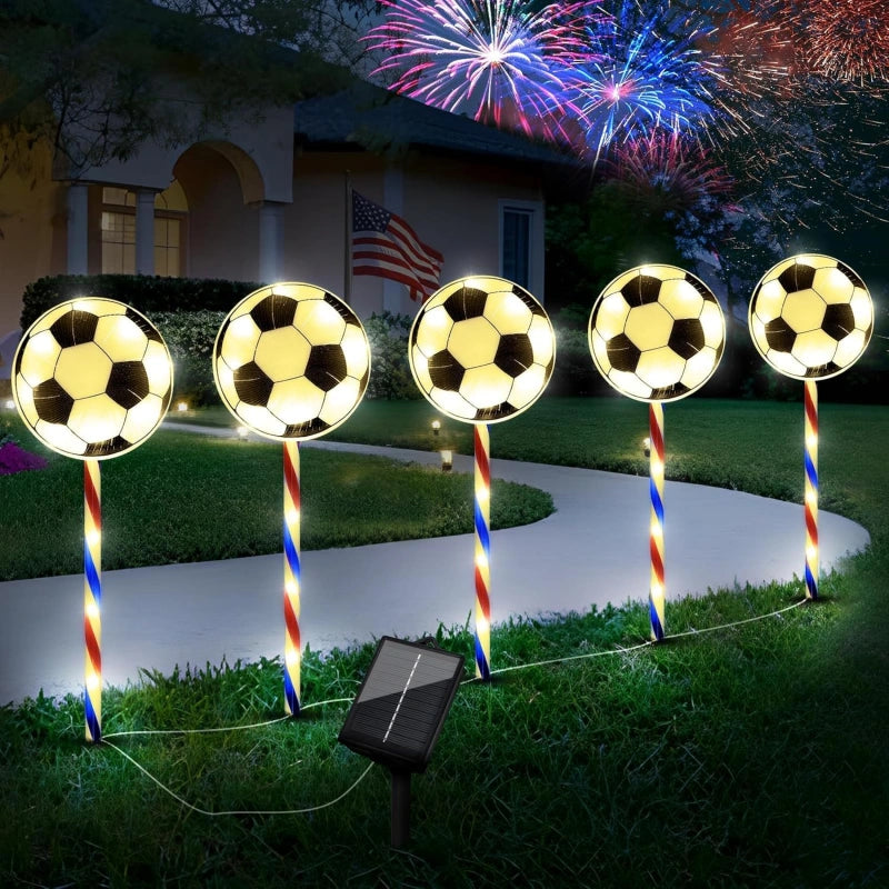 4th of July Decorations Outdoor Solar Soccer Pathway Lights
