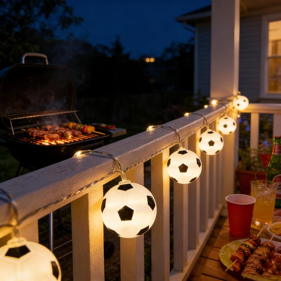 14FT 20LED Soccer Ball String Lights – Battery Operated Party Decor