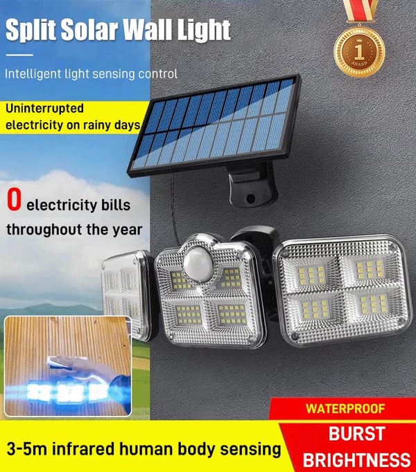 🎁Hot Sale 50% OFF🔥Solar Outdoor Lights 138LED Security Lights.3 Heads Dimmable SpotLights with 3 Modes.IP65 Waterproof