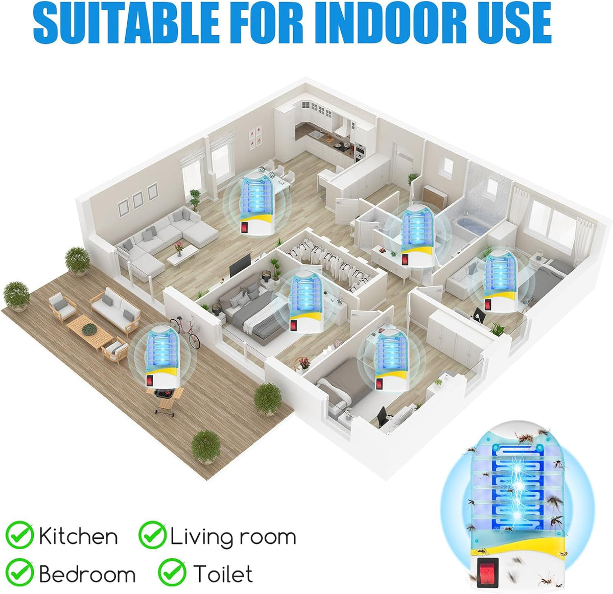 🔥LED Blue Light Trap Household Mosquito Killer Lamp