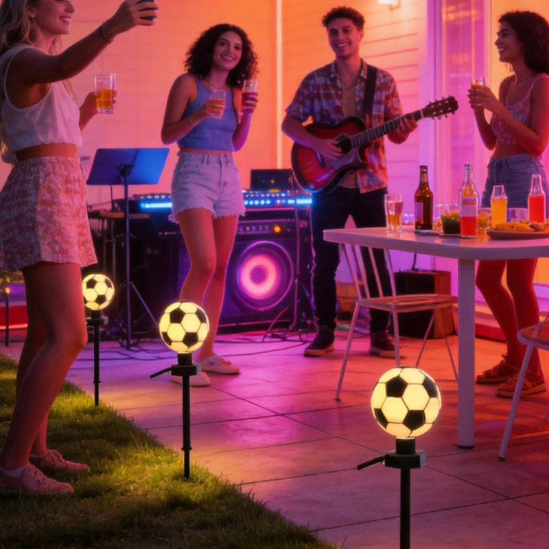 Soccer Solar Stake Lights - Warm Glow Garden Decor
