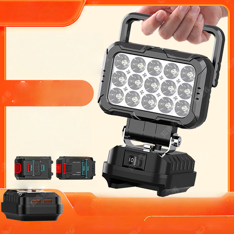 ⏳LIMITED TIME: 50% OFF!💡180° Rotatable LED Work Light – With Dual USB Power Bank Function – Rugged & Cordless – Universal Battery Compatibility – For Garage. Construction & Camping
