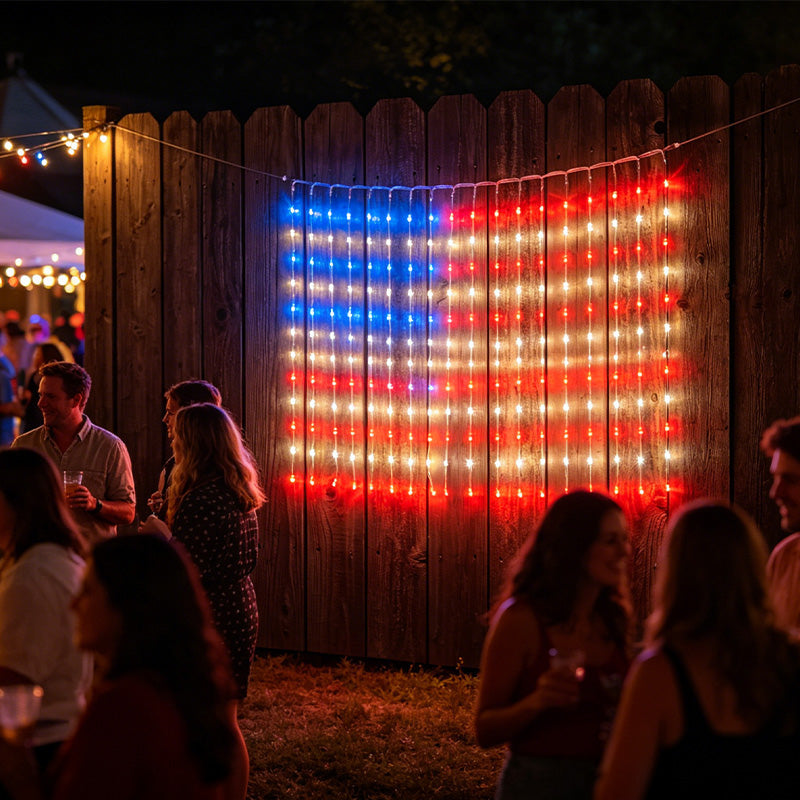 ❤️LIMITED-TIME 50% OFF! ✨ Patriotic Flag Net Lights – USB, Waterproof, 50,000-Hour ✨